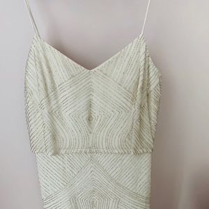 Aidan Maddox embellished white dress